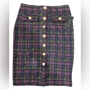 Women's Plaid Skirt - Pink and Black